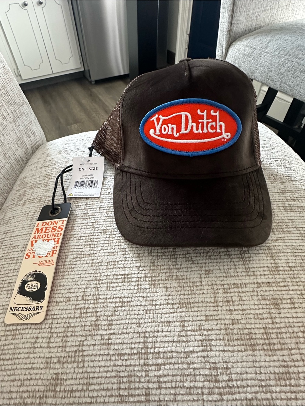 Von Dutch Brown Trucker Hat Embroidered Patch Mesh Snapback NWT Y2K